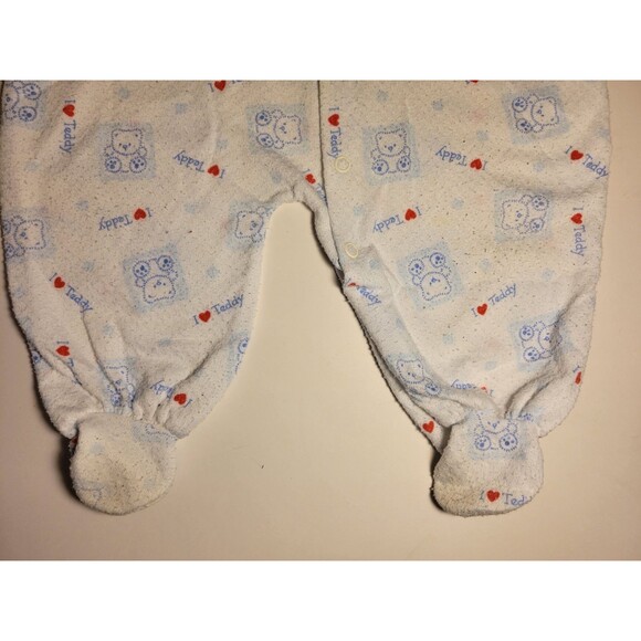 Royal Heir Baby Teddy Bear Sleeper White Large Blue Red Snaps Footies Pajama USA - Picture 6 of 16